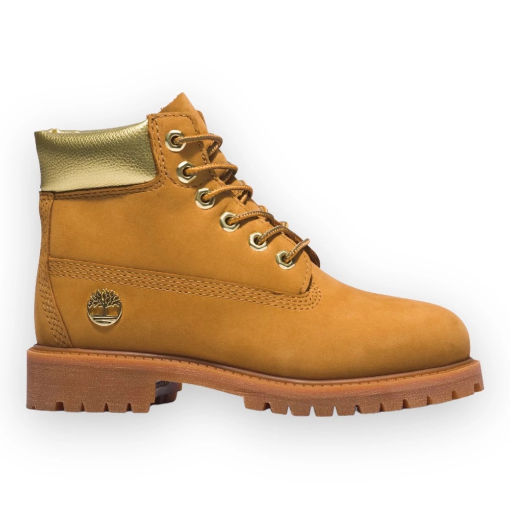 Timberland premium 6 inch waterproof boot wheat nubuck with gold - Juniors